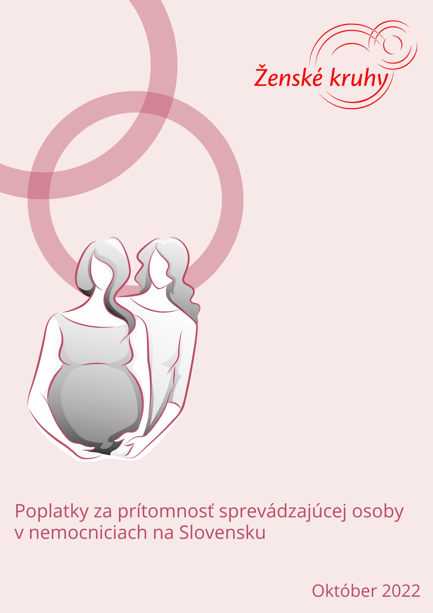 Titulná strana správy. Text: Ženské kruhy Poplatky za prítomnosť sprevádzajúcej osoby v nemocnciach na Slovensku október 2022